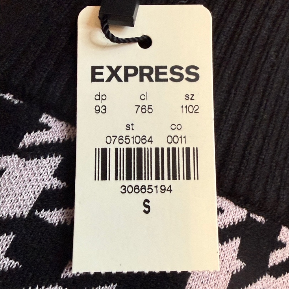 Express Pink & Black Houndstooth Cropped Cardigan Set - Express - Picture 2 of 3